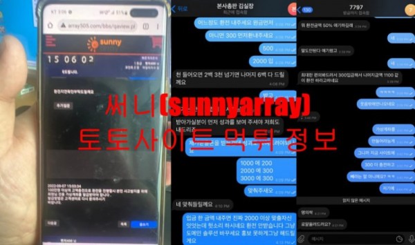 써니(sunnyarray) 토토사이트 먹튀 정보